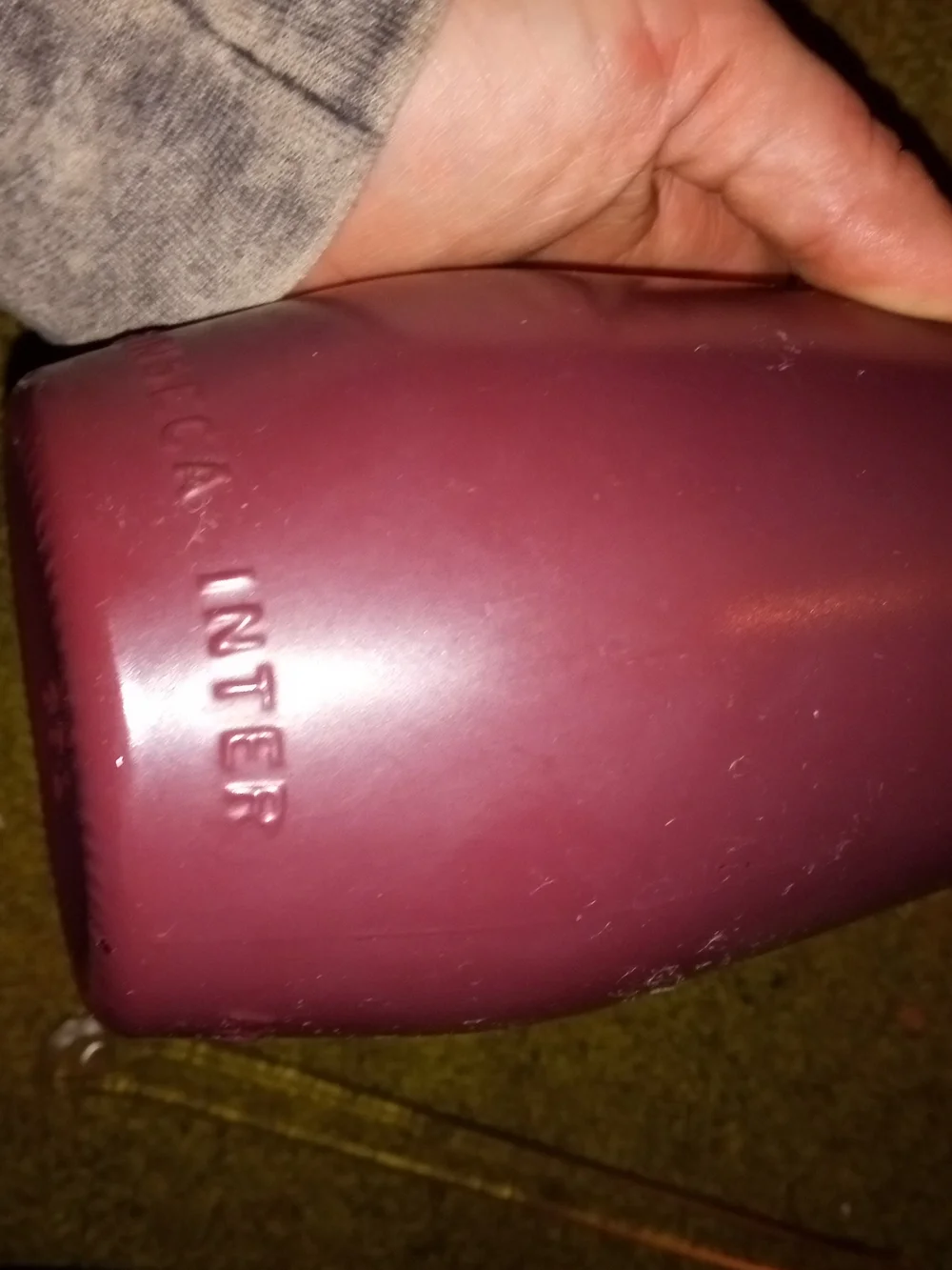 vintage matte mauve-painted glass wine bottle from J.M. da Fonseca (Portugal)